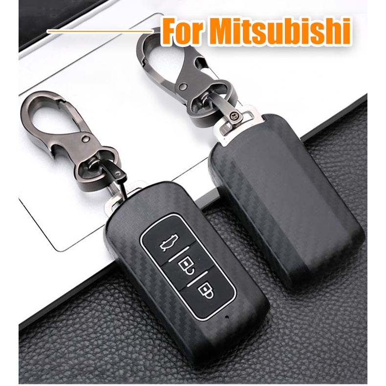 Vỏ Bảo Vệ Chìa Khóa Xe Hơi Mitsubishi Outlander 3 Lancer 10 L200 ASX Colt Pajero Bằng Sợi Carbon