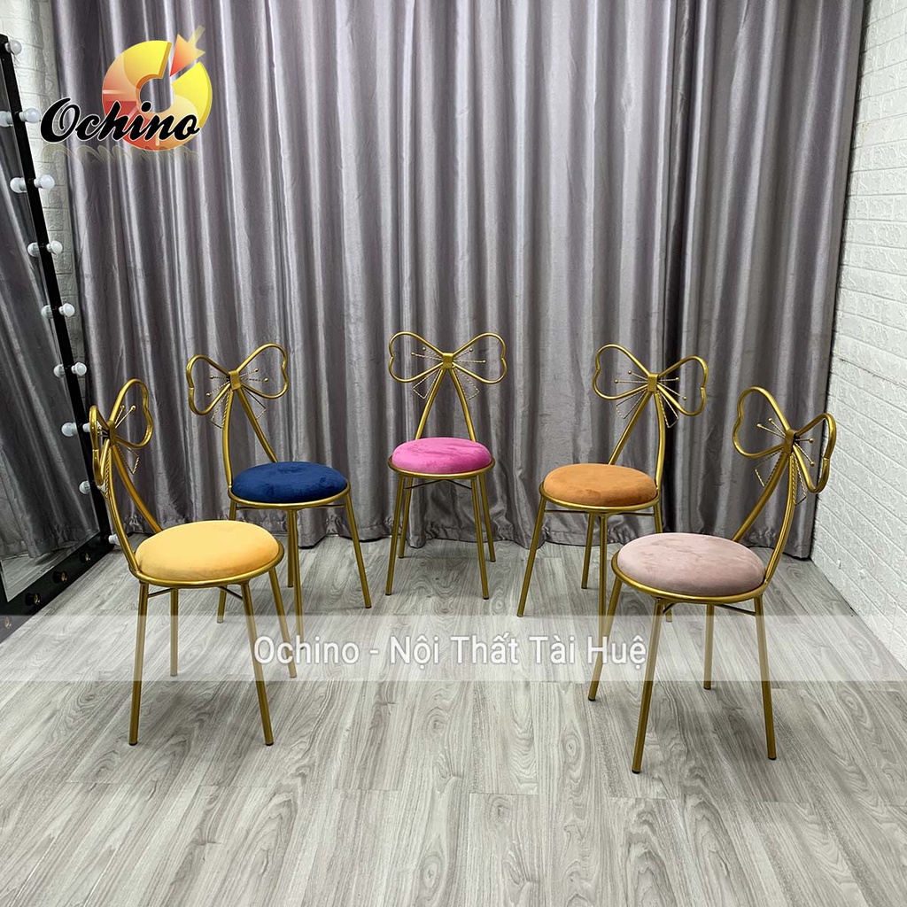 Ghế Trang Điểm Hình Nơ Nhập Khẩu Phong Cách Bắc Âu Sang Chảnh( Hàng Có Sẵn)