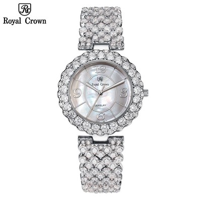 Đồng hồ nữ chính hãng Royal Crown 2607 dây thép đính đá cao cấp, chống nước, đeo tay đẹp, sang chảnh
