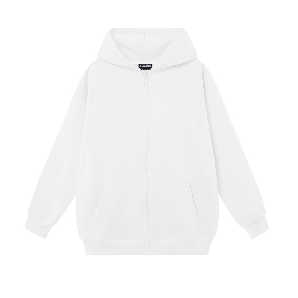 Áo hoodie zip unisex nam nữ 4lucky - 6112 chất nỉ cotton dày dặn, ấm áp