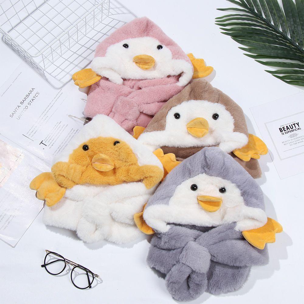 MIHAN1 Khăn Choàng Cổ Kiêm Mũ Giữ Ấm Họa Tiết Hoạt Hình Cho Bé