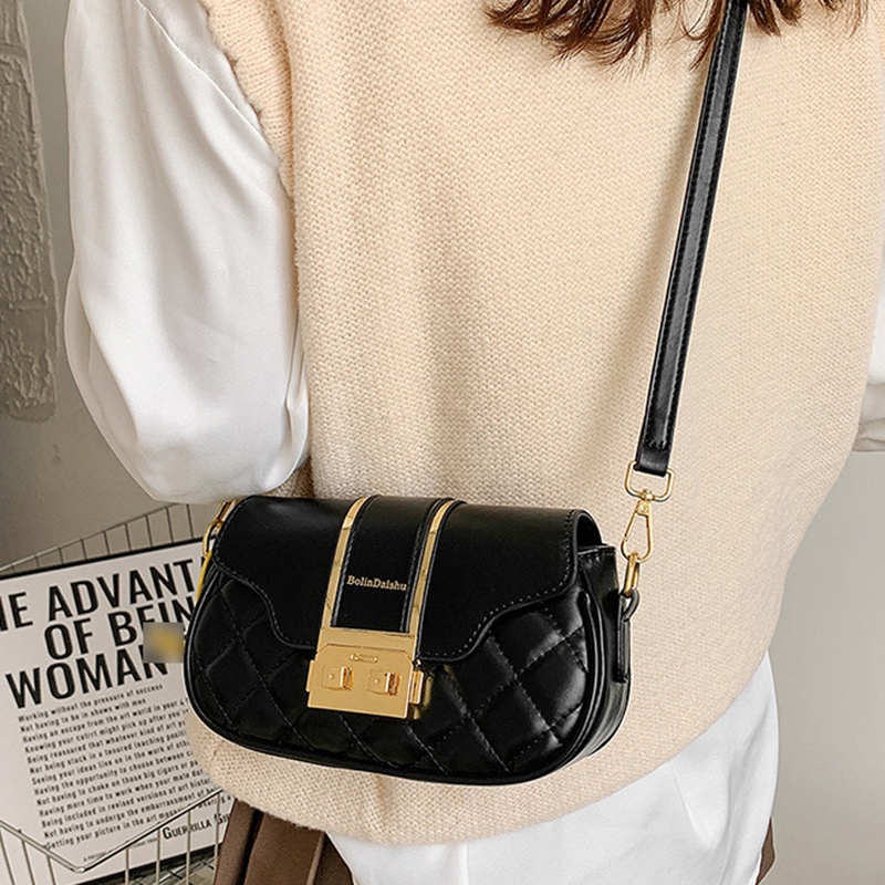 Ielgy Túi Xách Đeo Vai Có Khóa Cài Đính Kim Cương Cổ Điển Cho Nữ