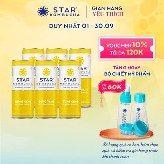 Trà KOMBUCHA Gừng Vàng / Golden Ginger (250ml/lon)/Thùng 12Lon - Star Kombucha.