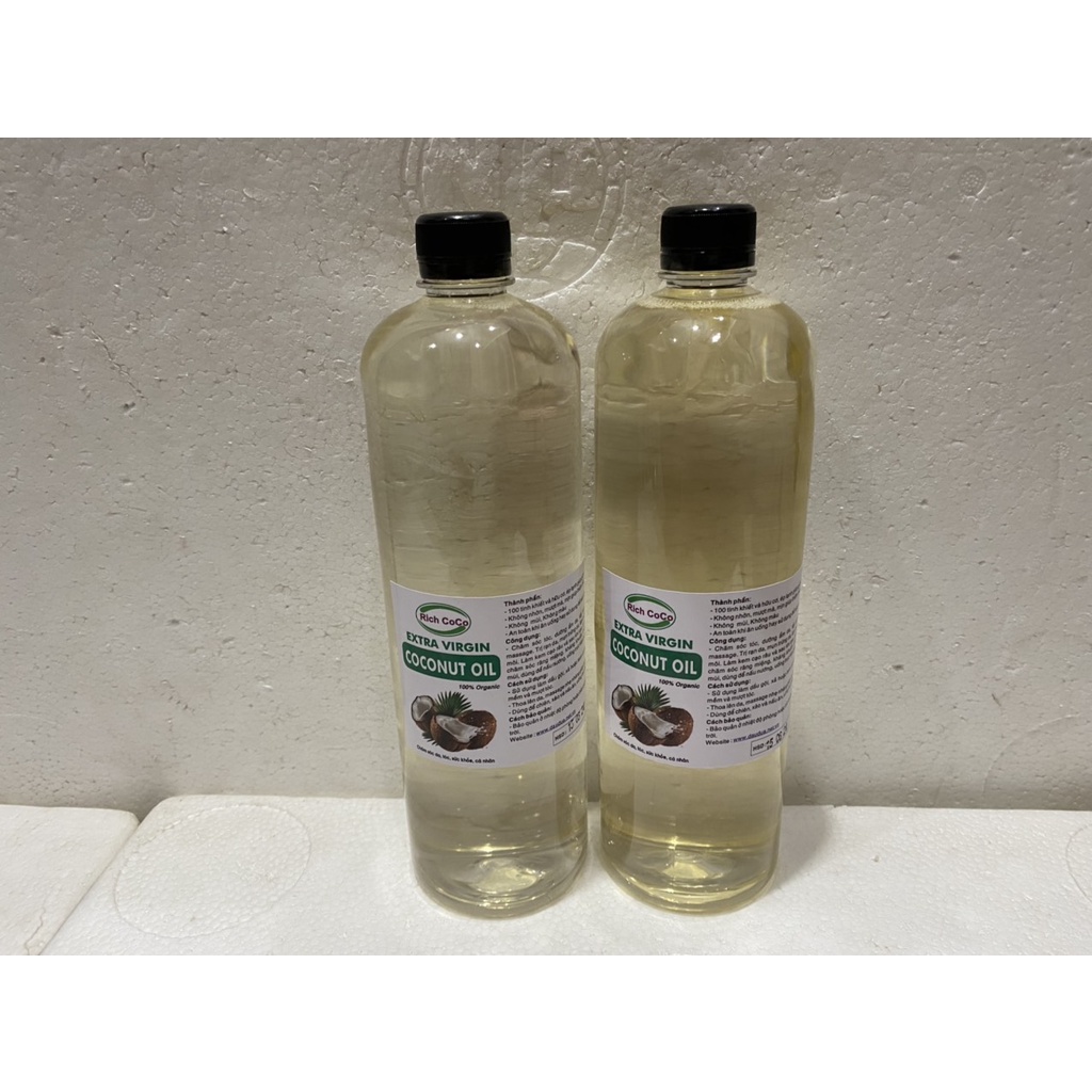 DẦU DỪA HỮU CƠ ÉP LẠNH - RICH COCO – EXTRA VIRGIN COCONUT OIL – CHAI 1 LÍT