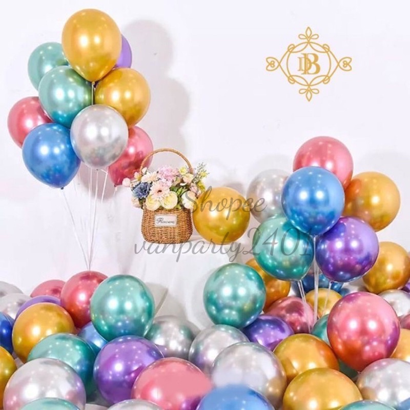 Bóng siêu nhũ, bóng chrome 10” , 12”  trang trí sinh nhật, party, khai trương, cưới hỏi, sự kiện, đầy tháng…