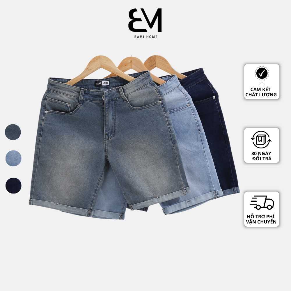 Quần short nam jean cao cấp BAMI HOME dày mềm co giãn thoải mái QJ