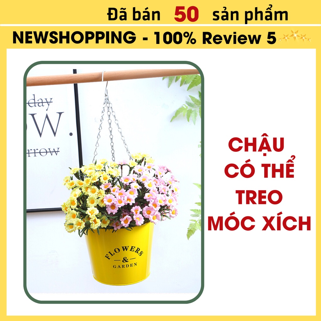 Chậu sắt trồng hoa, xô cắm hoa bằng thiếc decor phong cách Vintage