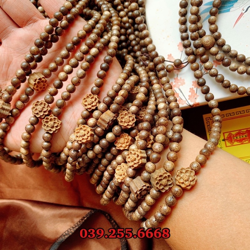 Vòng Trầm mix Hoa Sen 108 hạt giá sỉ