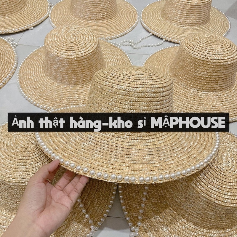 Mũ gaucho vành to đi biển dây ngọc
