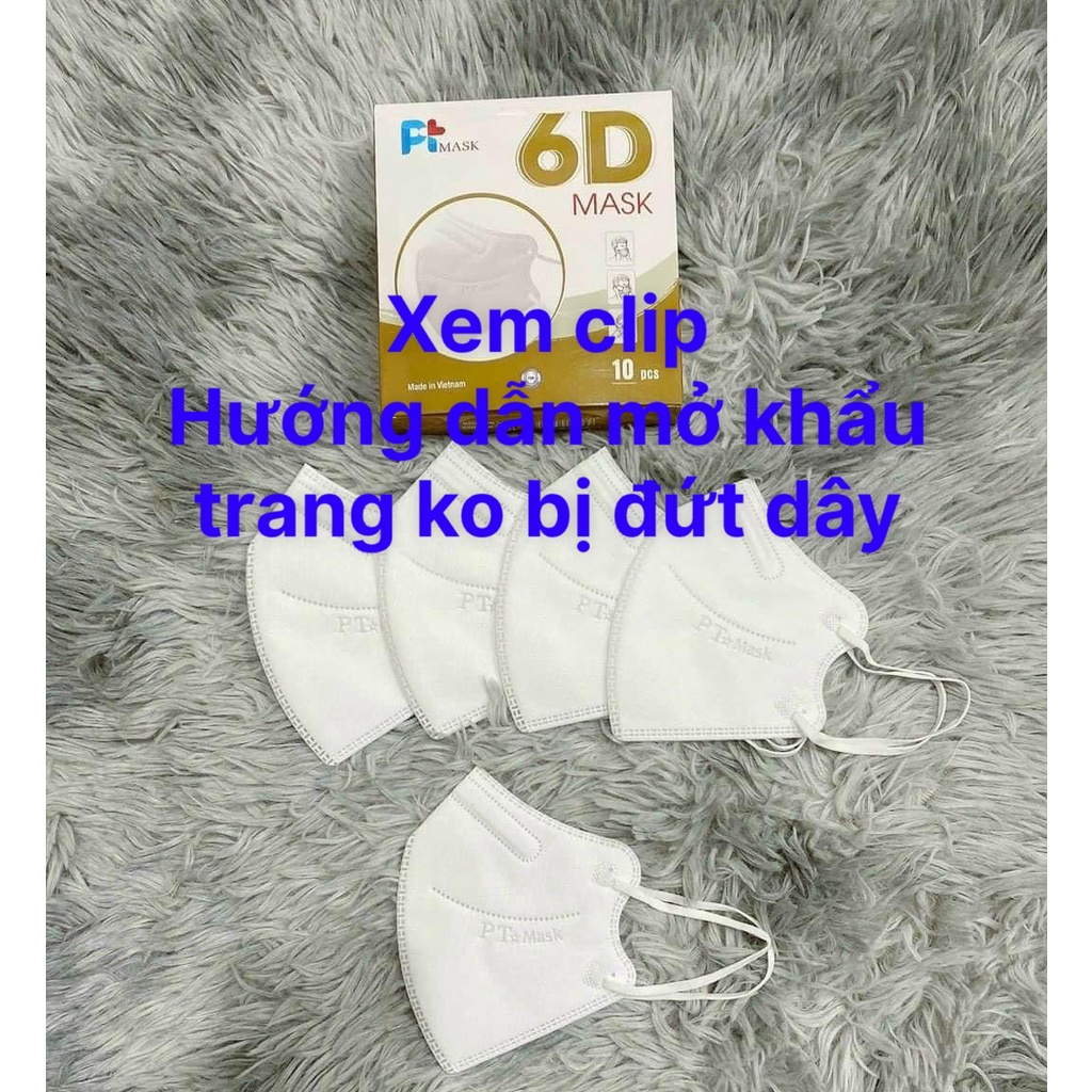 set 50 cái khẩu trang 6d PT mask, 5 lớp dầy mịn, khẩu trang 6d Phương Tuyến