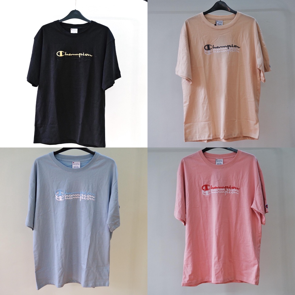 Áo thun Champion Logo thêu 3 line Form rộng Oversize chất Cotton Dày