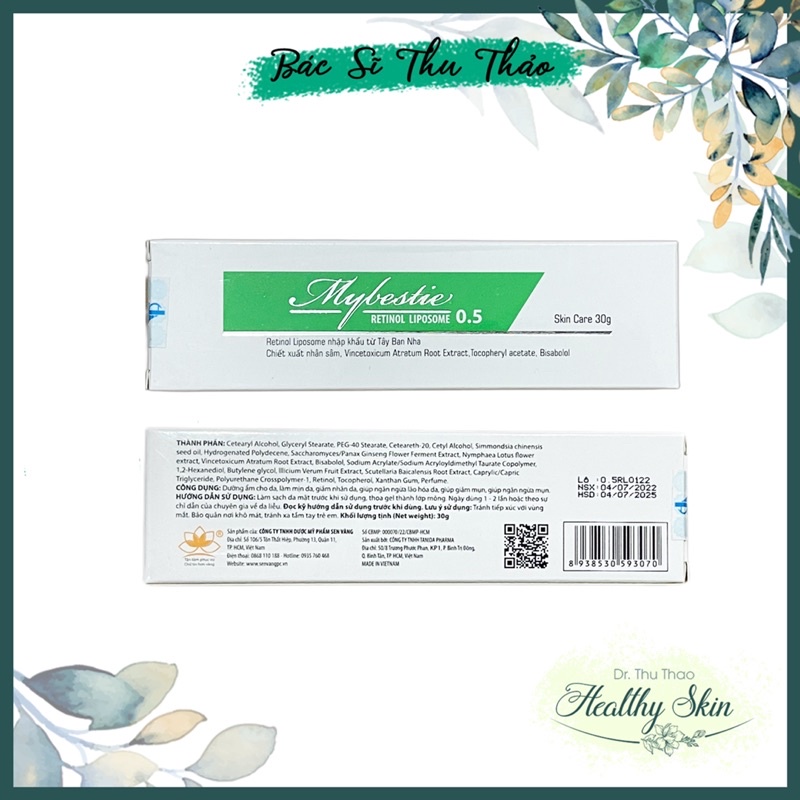 Gel giảm mụn trẻ hoá da Mybestie Retinol 0,5