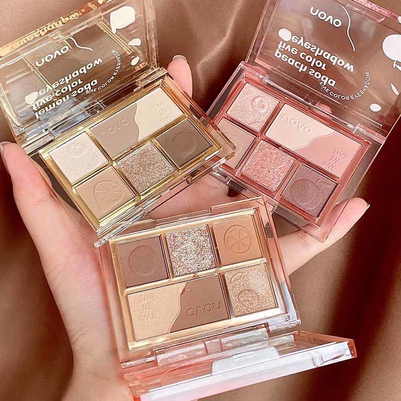 Bảng phấn mắt 5 ô Novo Summer Fruit Tích Hợp Phấn Má, Tạo Khối, Highlighter, Chất Phấn Mềm Mịn, Lâu Trôi, Trẻ Trung