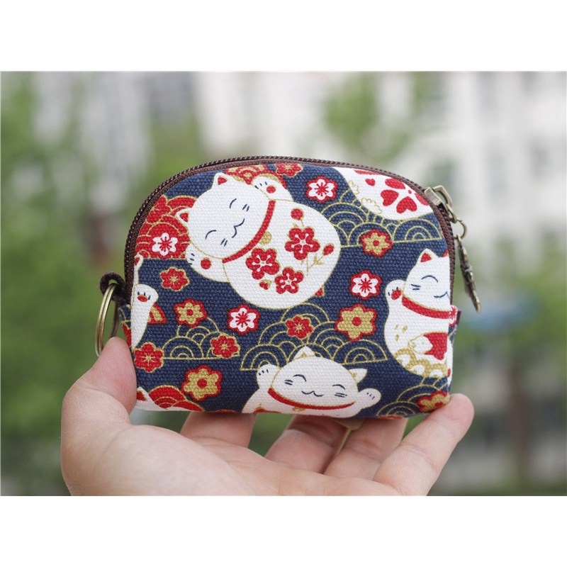 Túi Vải Canvas Mini Đựng Tiền Xu / Chìa Khóa / Son Môi Phong Cách Nhật Bản Mới 2023