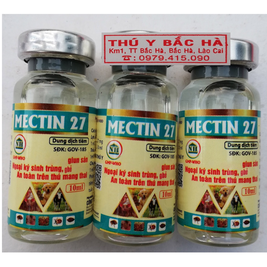MECTIN 27 lọ 10ml Chuyên dùng cho gia súc, trâu, bò, lợn, chó, mèo, thỏ