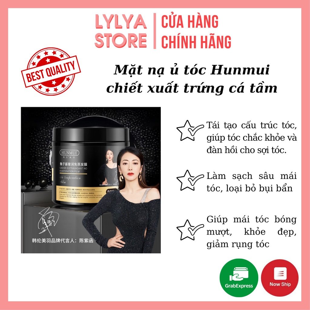 Kem ủ tóc Hunmui mặt nạ tóc phục hồi chiết xuất trứng cá tầm dưỡng tóc suôn mượt Lylya store