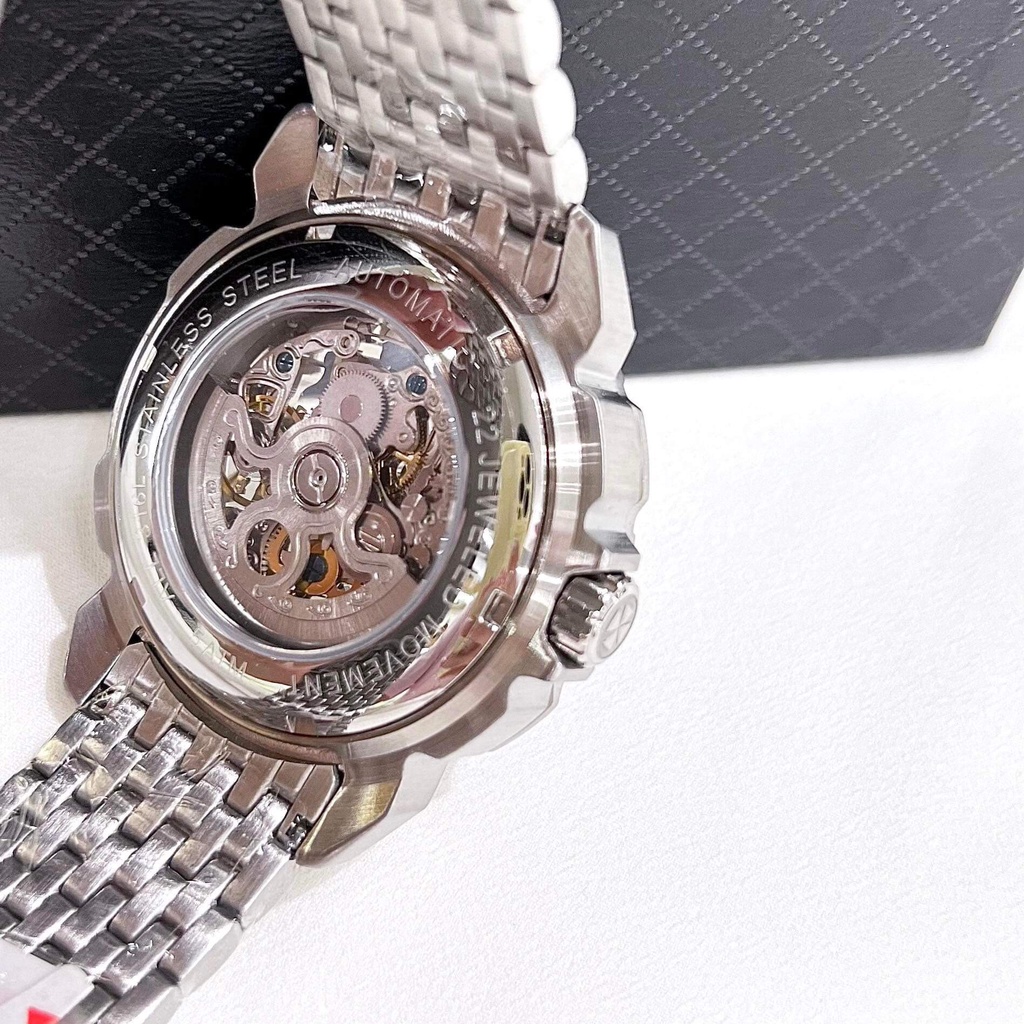 ĐỒNG HỒ NAM HERITOR AUTOMATIC CONRAD SKELETON BRACELET WATCH SILVER