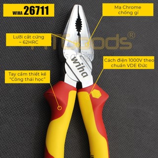 Kìm đa năng 200 mm cách điện wiha 26711