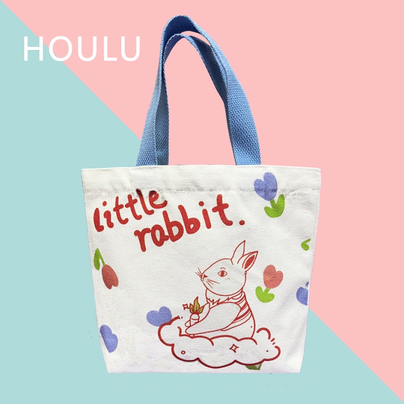 Túi Vải Canvas Vuông Nhỏ Xinh In Họa Tiết Động Vật Hoạt Hình Đáng Yêu Thời Trang 2022