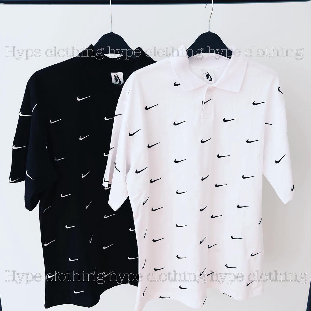 Áo Thun Polo Nike Swoosh Thêu Nam và Nữ Basic Vải Cotton Cao Cấp Chuẩn Dày