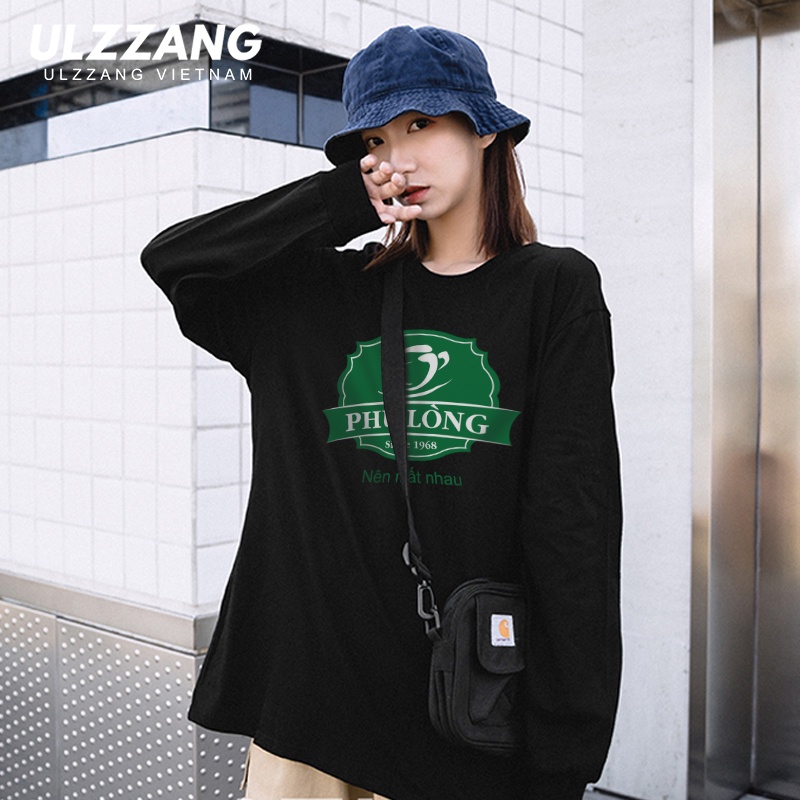 Áo thun dài tay Ulzzang cotton 100% dáng unisex form rộng in hình Phụ lòng nên mất nhau