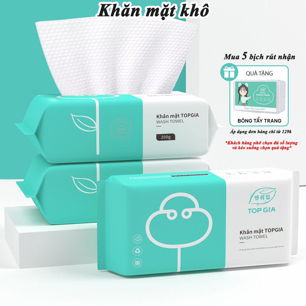 Khăn lau mặt dùng 1 lần Top Gia, khăn lau đa năng không mùi an toàn cho da và siêu tiết kiệm