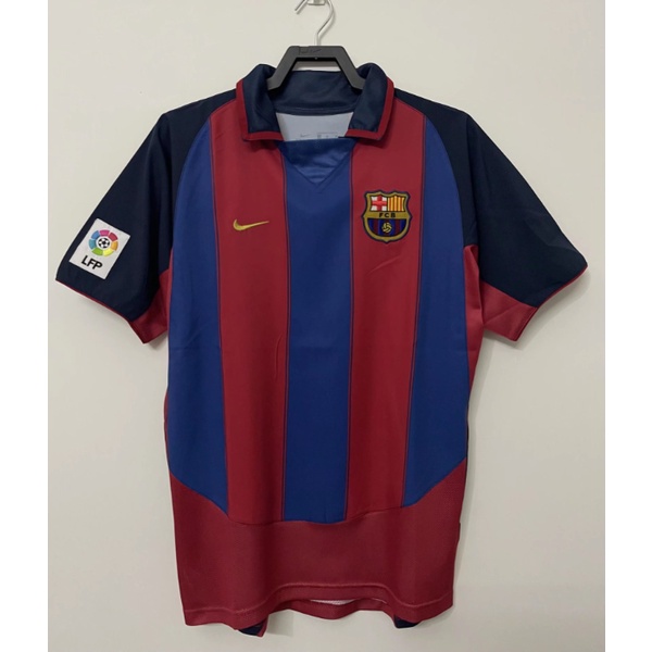 Áo Thun Bóng Đá Ngắn Tay Đội Tuyển Barcelona Mùa Giải 03 / 04 Phong Cách Retro Size S-XXL Cho Nam Và Nữ