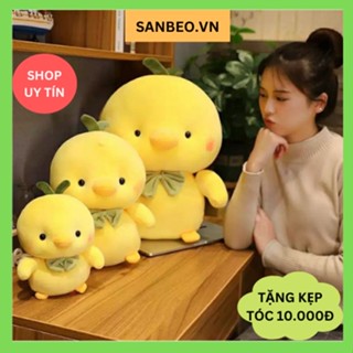  Gấu bông gà vàng cao cấp - Gà vàng thắt nơ nhồi bông kích cỡ 35cm. SANBEO.VN 