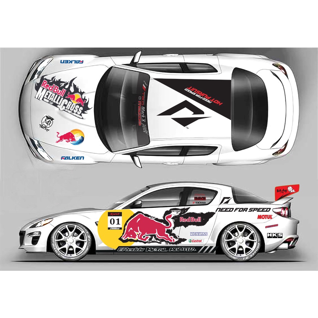 Decan sticker trang trí xe đua 1/10 phong cách RED BULL