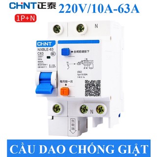 Cầu dao chống giật 1p +n chint nxble-c63 10a-63a át chống giật cầu dao điện chống giật
