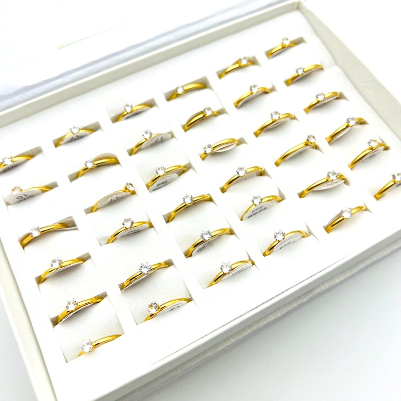 Bộ 20 Nhẫn Thép Không Gỉ Đính Đá Zircon 6 Móng Thời Trang Dành Cho Nữ