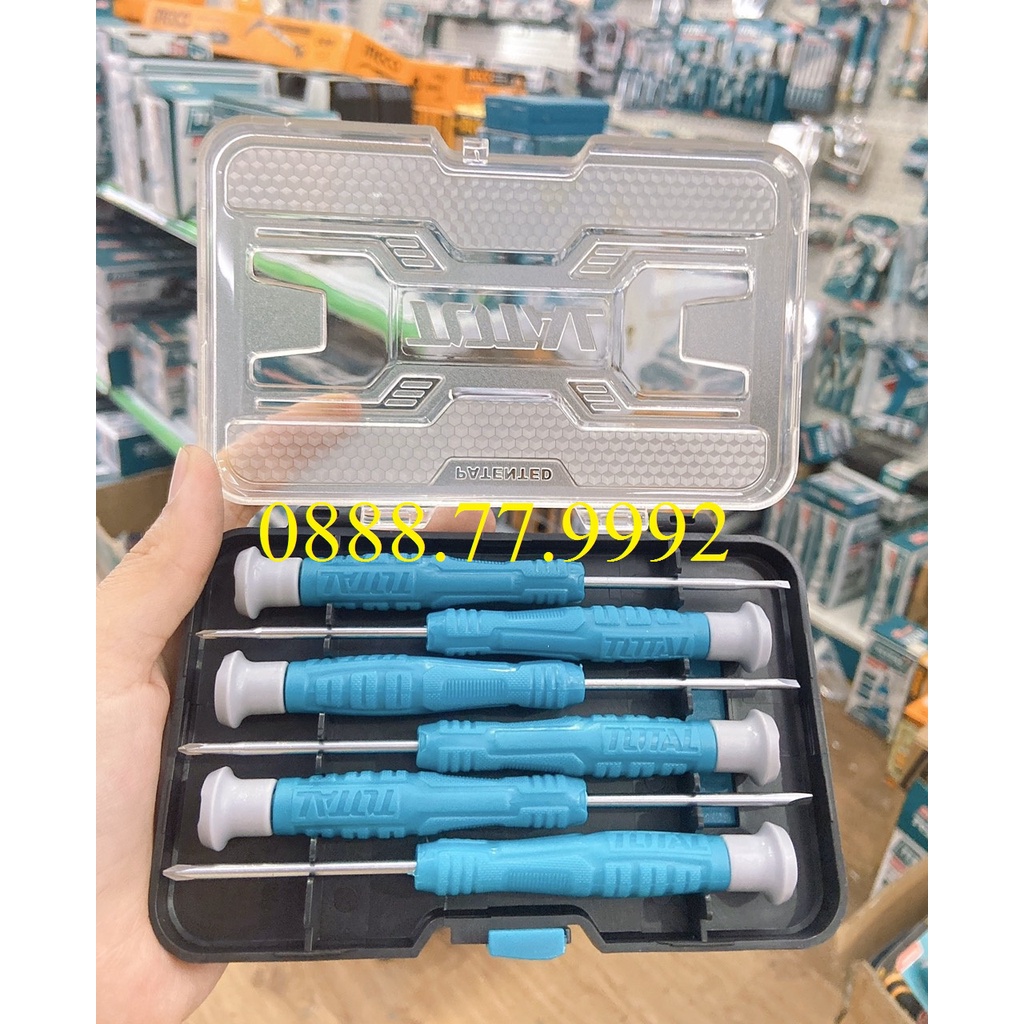 Bộ 6 tua vít đồng hồ TOTAL THT250PS0601 thiết kế mới Bộ tuốc nơ vít sửa chữa linh kiện điện tử chất liệu hợp kim cứng