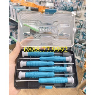 Bộ 6 tua vít đồng hồ TOTAL THT250PS0601 thiết kế mới Bộ tuốc nơ vít sửa chữa linh kiện điện tử chất liệu hợp kim cứng