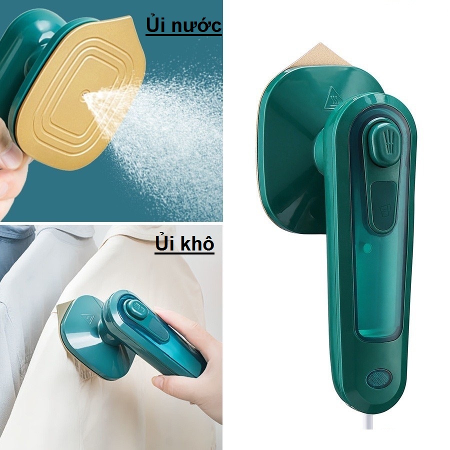 Máy Ủi Hơi Nước Mini, Bàn Là Quần Áo Cầm Tay Du Lịch Xanh Lá Cao Cấp Có Bảo Hành .