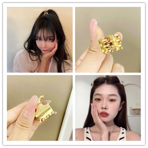 Kẹp Tóc Kim Loại Mini Hình Chữ C Màu Vàng Phong Cách Hàn Quốc Thời Trang Dự Tiệc Hàng Ngày