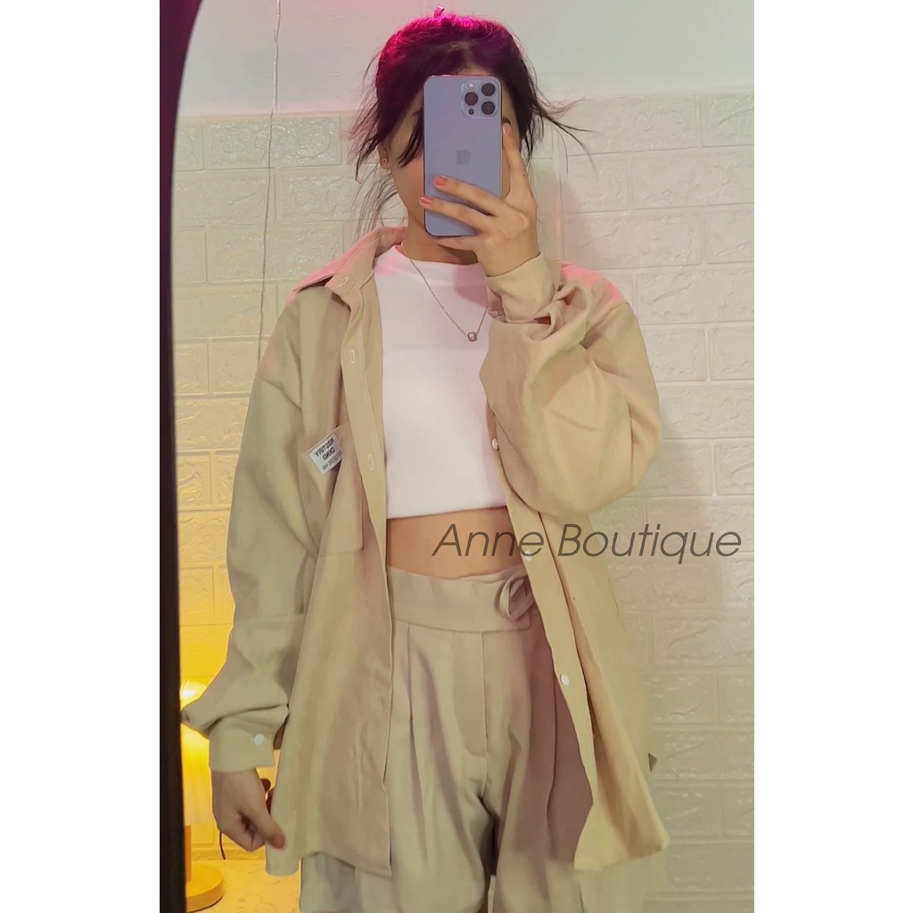 Sơ Mi Nhung Form Rộng Tay Phồng Dài Kiểu Ulzzang Mềm Min Dễ Thương Anne Boutique Mã 1002