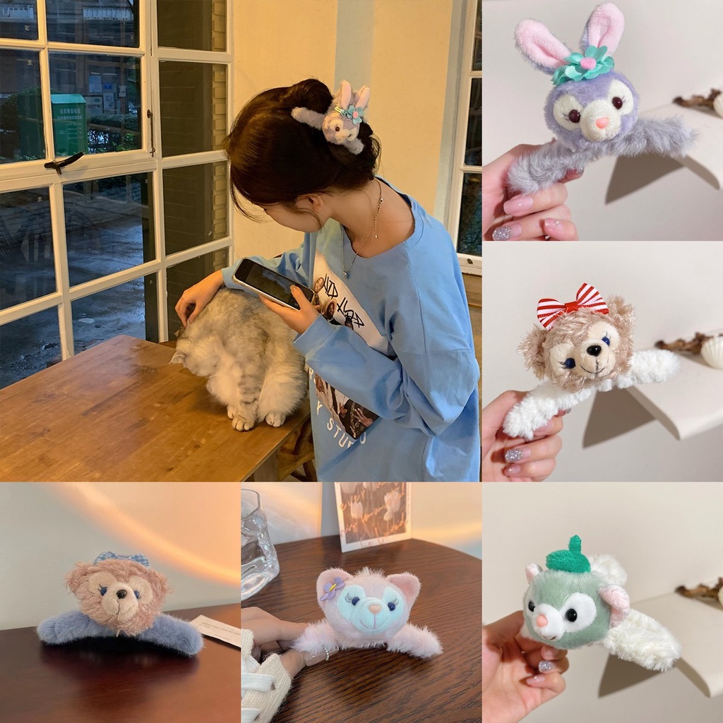 Kẹp Tóc Hình Ngôi Sao / Thỏ Phủ Lông Dễ Thương Thời Trang Thu Đông Hàn Quốc Cho Nữ