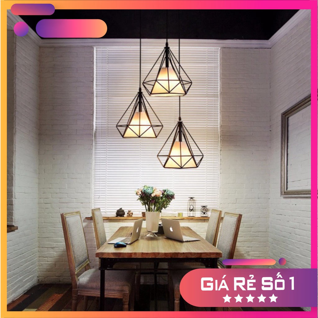 Đèn thả đơn kim cương khung sắt tĩnh điện kèm bóng led phi 250 + Video hướng dẫn lắp đặt DT 6527 OWL Lighting