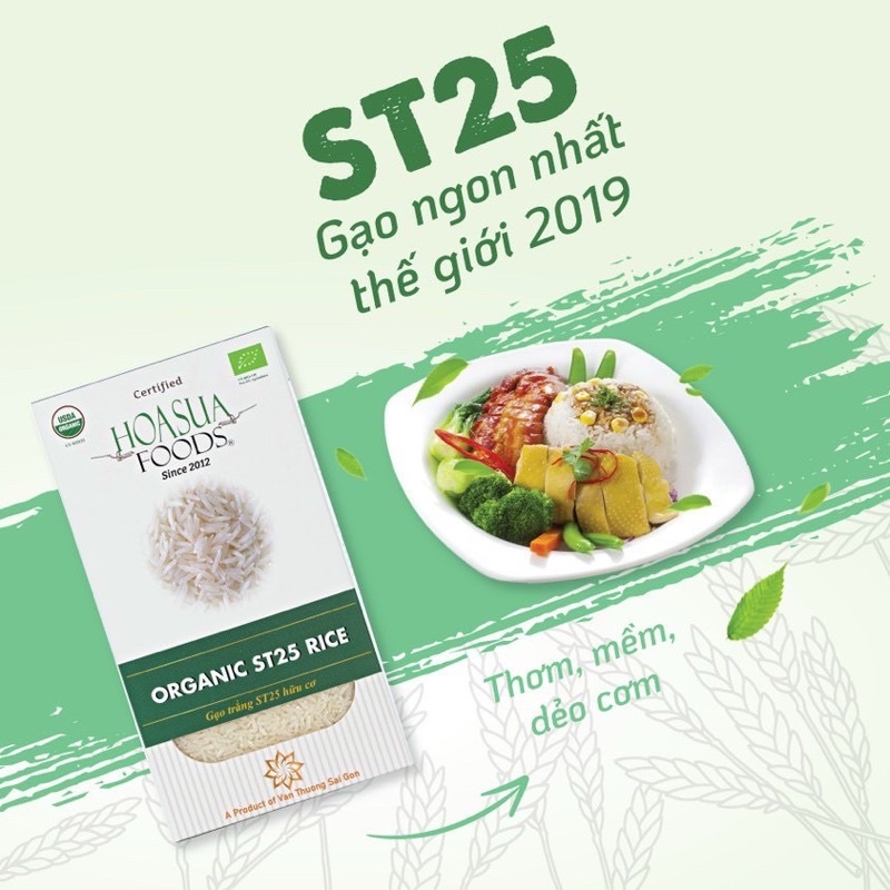 Gạo hữu cơ ST25 Hoasuafoods nấu cháo ăn dặm cho bé dinh dưỡng thơm ngon chính hãng 10036