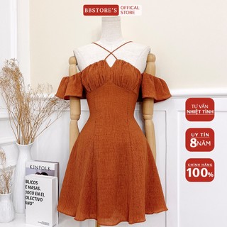 Bbstore's đầm xòe trễ vai dây chéo dự tiệc sang trọng -d1203s