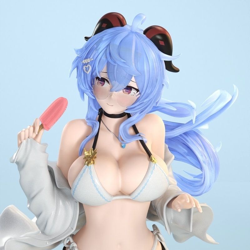 Yuanshen Ganyu Mô Hình Nhân Vật Nữ Anime Mặc Đồ Bơi Hai Chiều Đẹp Mắt Trang Trí Nội Thất Khung Gầm