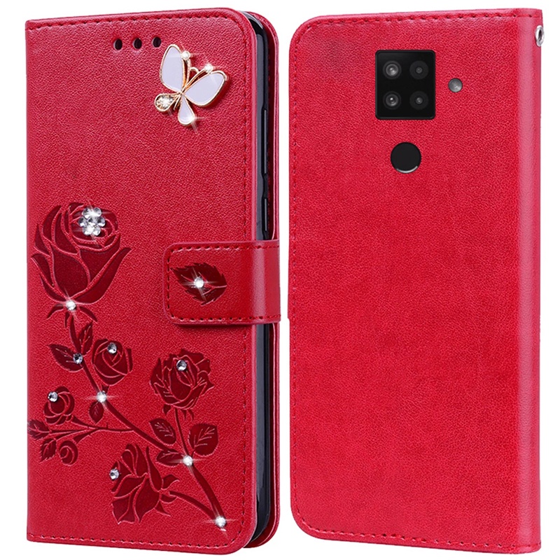 Kim Cương Dập Nổi In Hoa Hồng Dành Cho Sharp Aquos Sense4 Plus Sense 4 Plus Sách Da Full Silicone Co