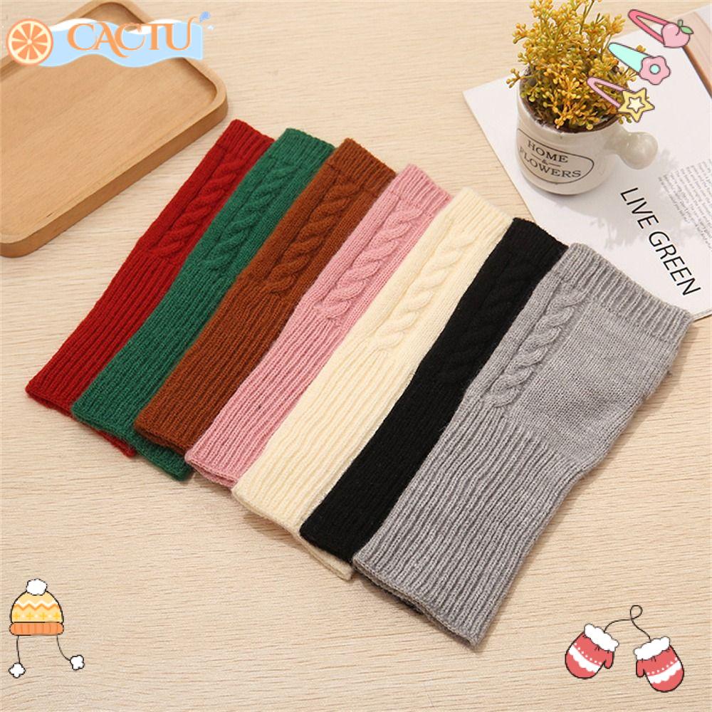 1 Cặp Găng Tay Dệt Kim Vải Lông Giữ Ấm Cổ Tay Cho Nữ