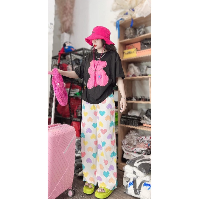 Đồ bộ nữ quần dài tay ngắn dễ thương cute mặc ở nhà đi chơi