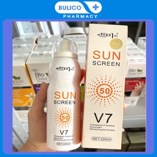 [Auth 100%] Xịt chống nắng trắng da toàn thân SUN SCREEN V7 Hàn Quốc SPF 50+ (200ml)