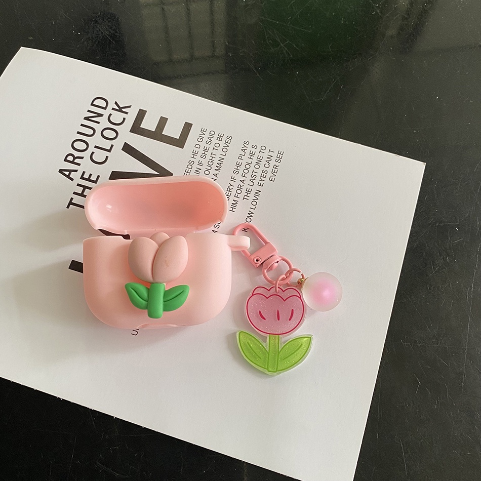 Vỏ Silicon Hình Hoa Tulip Bảo Vệ Hộp Sạc Tai Nghe Cho OPPO Enco Air2 Pro OPPO Enco Air 2