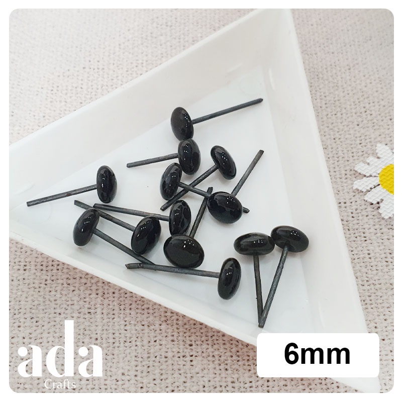 Mắt Thủy Tinh Tròn Màu Đen Cho Búp Bê Và Thú - ada.crafts