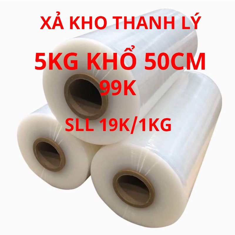 Màng pe 5kg khổ 50cm quấn hàng lõi mỏng cũ nhẹ Thanh lý giá rẻ