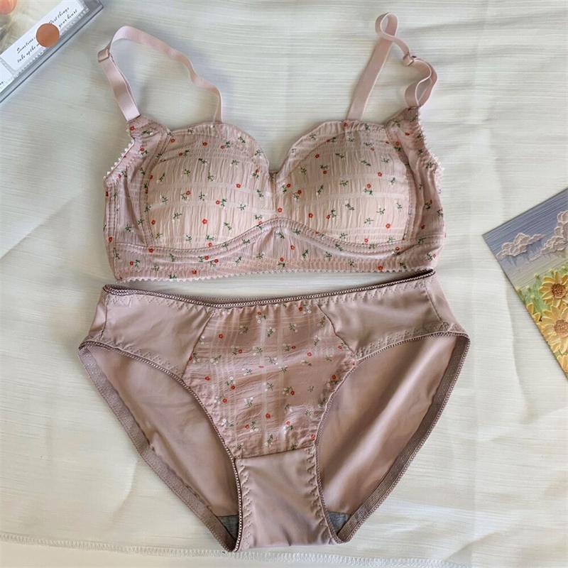 1 Bộ Đồ Lót Nâng Ngực Không Gọng In Họa Tiết Hoa Trẻ Trung Cho Nữ | BigBuy360 - bigbuy360.vn