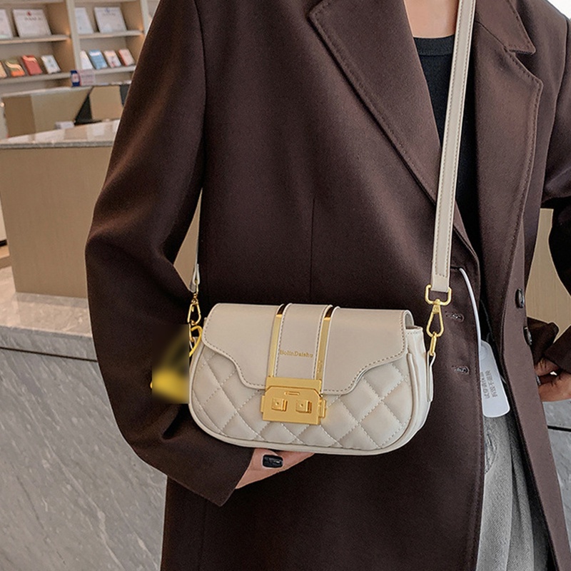 Ielgy Túi Xách Đeo Vai Có Khóa Cài Đính Kim Cương Cổ Điển Cho Nữ